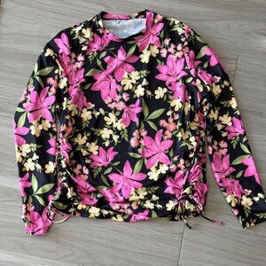 Hurley Pink and Yellow Floral Long Sleeve sports / water  Top